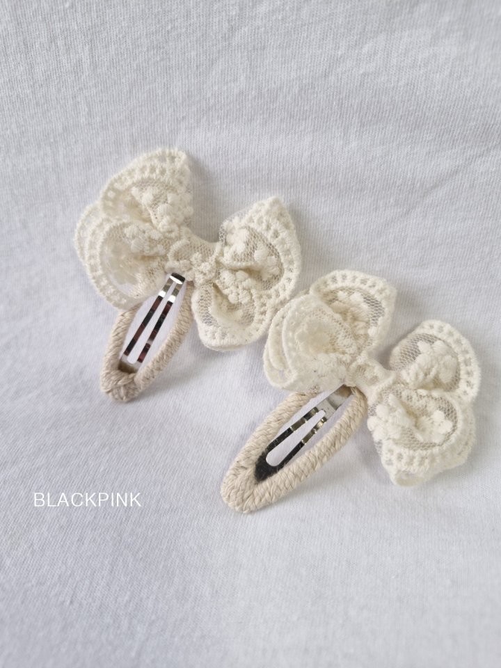 Black Pink - Korean Children Fashion - #childofig - Roti Lace Hairclip Set