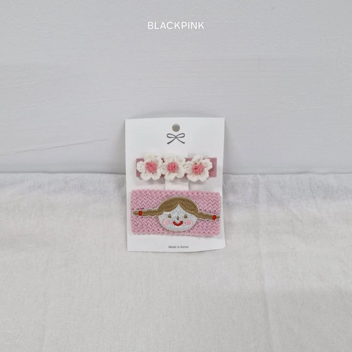 Black Pink - Korean Children Fashion - #childofig - Girl Flower Hairclip Set - 3