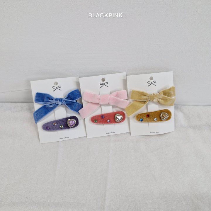 Black Pink - Korean Children Fashion - #childofig - Velvet Ribbon Cubic Set - 2