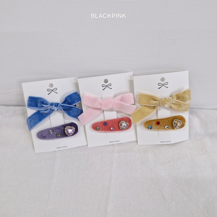 Black Pink - Korean Children Fashion - #childofig - Velvet Ribbon Cubic Set - 3