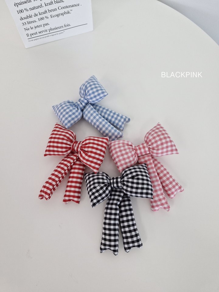 Black Pink - Korean Children Fashion - #childrensboutique - Check Ribbon Pin