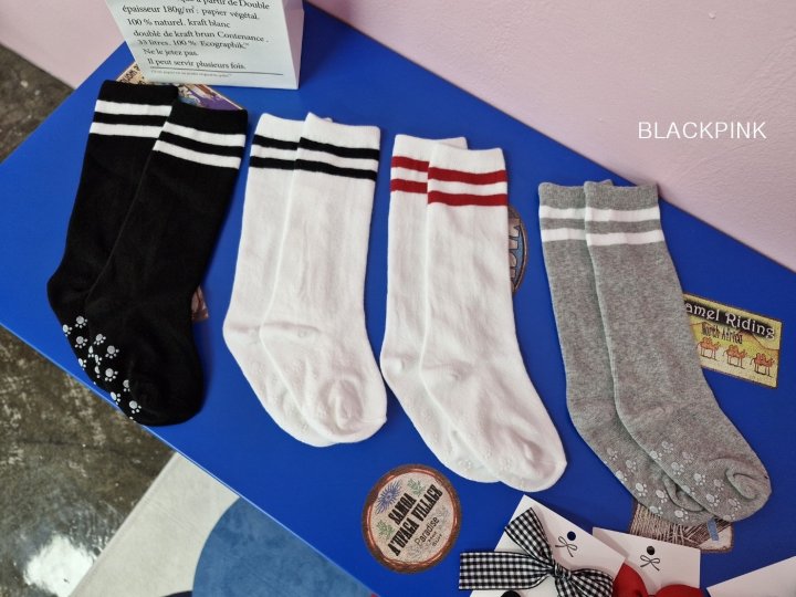 Black Pink - Korean Children Fashion - #childrensboutique - Two Stripe Knee Socks Set - 8