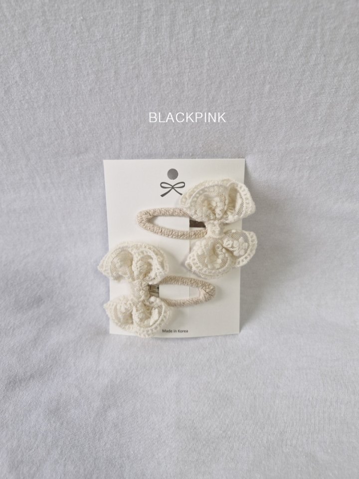 Black Pink - Korean Children Fashion - #childrensboutique - Roti Lace Hairclip Set - 2