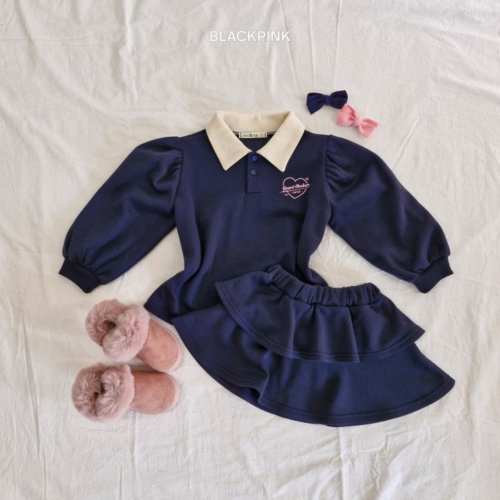 Black Pink - Korean Children Fashion - #childofig - Heart Cancan Top Bottom Set - 4