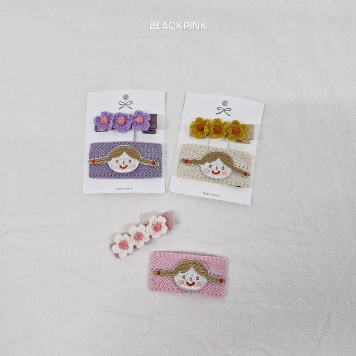 Black Pink - Korean Children Fashion - #discoveringself - Girl Flower Hairclip Set - 7