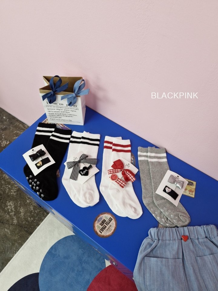 Black Pink - Korean Children Fashion - #fashionkids - Two Stripe Knee Socks Set - 11