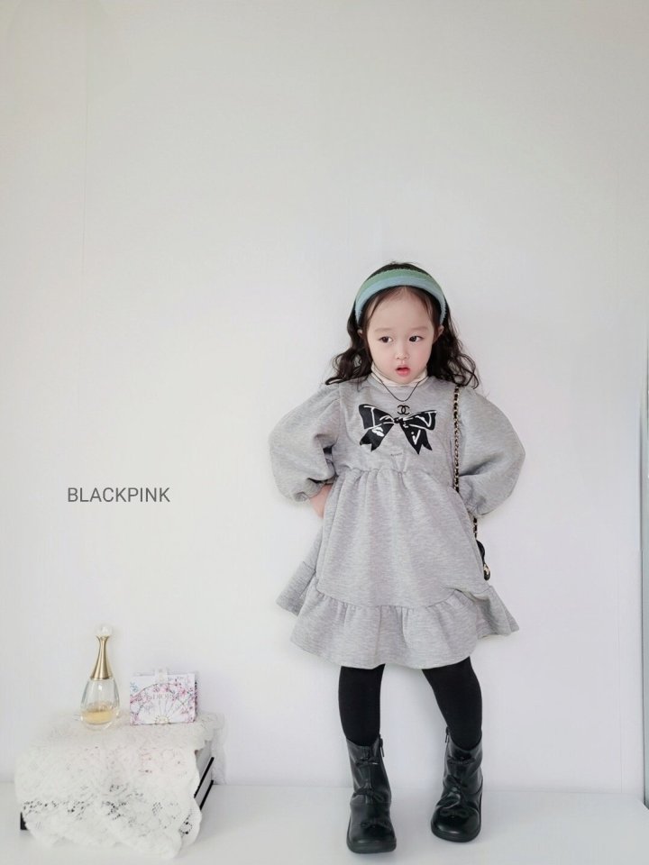 Black Pink - Korean Children Fashion - #fashionkids - Ribbon Fleece One-piece