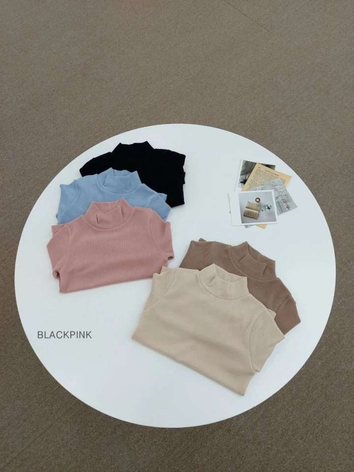 Black Pink - Korean Children Fashion - #fashionkids - Black Pink Rib Mockneck Tee - 7