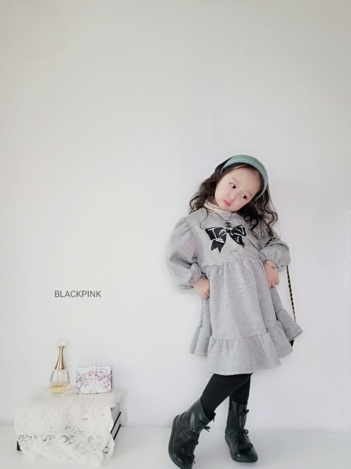 Black Pink - Korean Children Fashion - #kidsshorts - Ribbon Fleece One-piece - 2