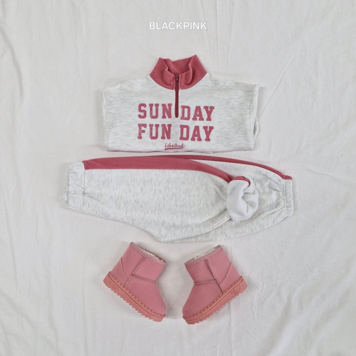 Black Pink - Korean Children Fashion - #kidsstore - Sunday Cozy Top Bottom Set - 11