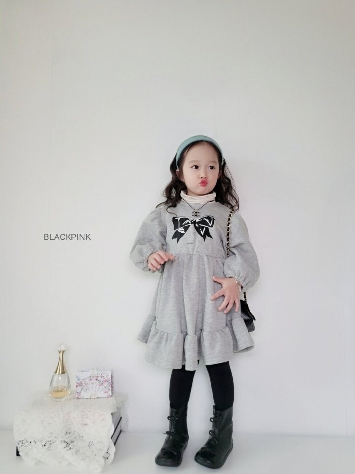 Black Pink - Korean Children Fashion - #kidsstore - Ribbon Fleece One-piece - 3