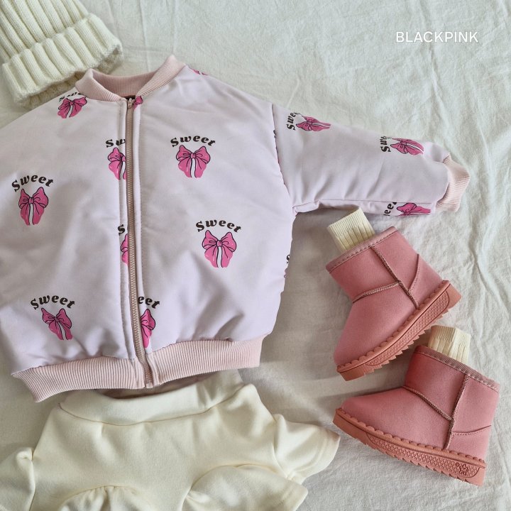 Black Pink - Korean Children Fashion - #kidzfashiontrend - Ribbon Padded Jumper - 5