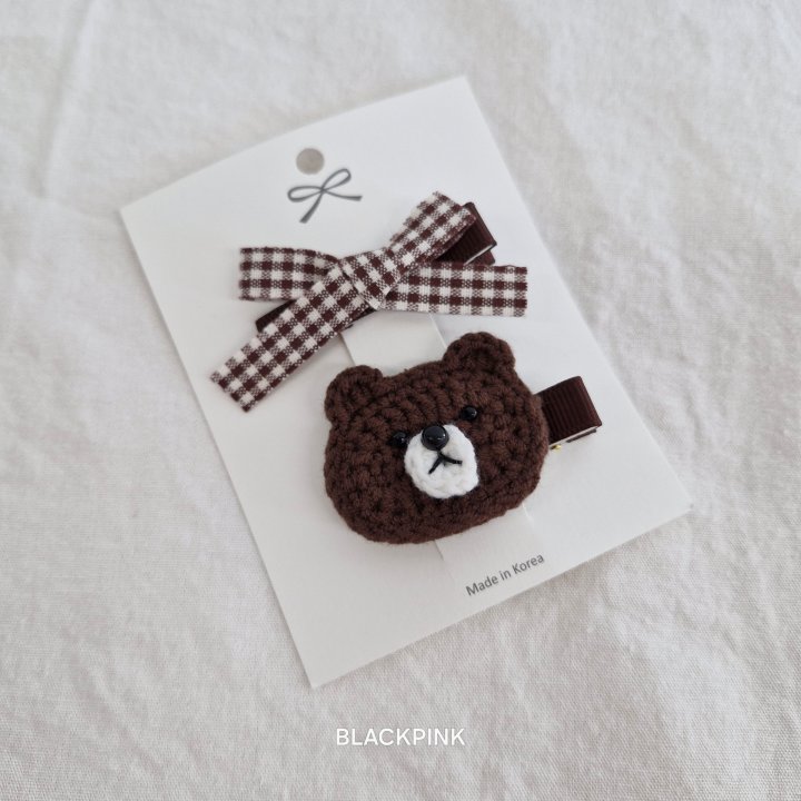 Black Pink - Korean Children Fashion - #kidzfashiontrend - Knitted Bear Face Set - 5