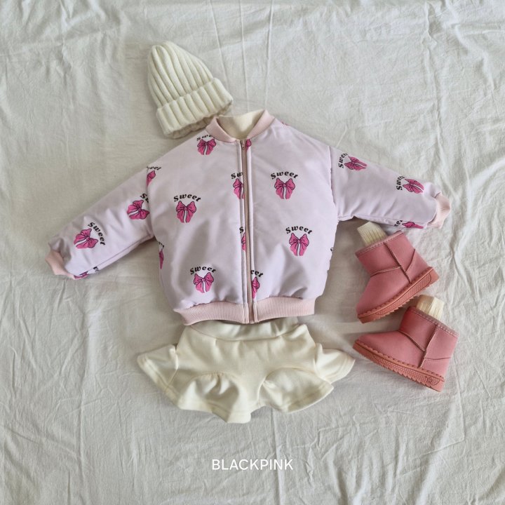 Black Pink - Korean Children Fashion - #littlefashionista - Ribbon Padded Jumper - 7