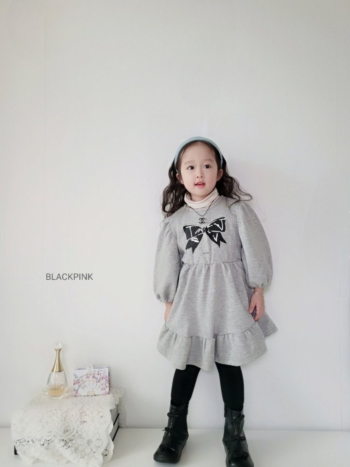 Black Pink - Korean Children Fashion - #littlefashionista - Ribbon Fleece One-piece - 6