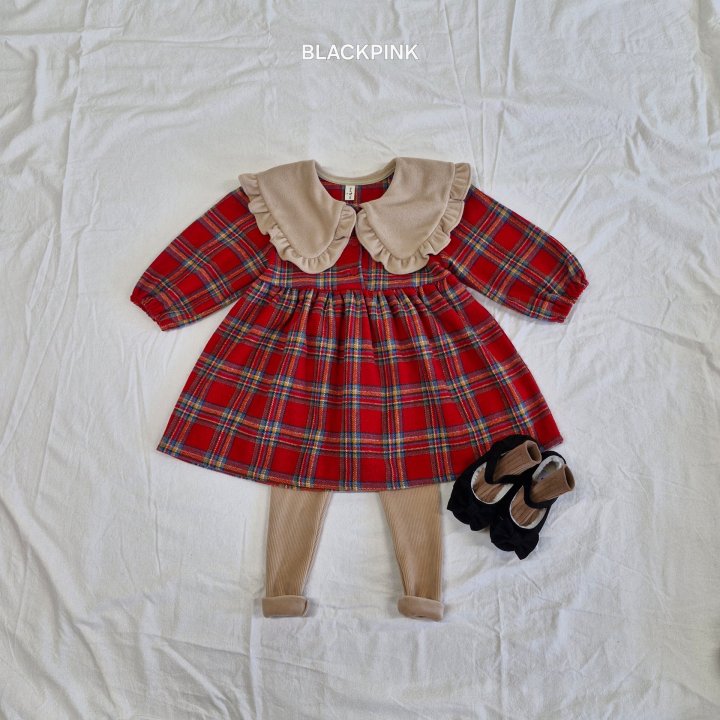 Black Pink - Korean Children Fashion - #magicofchildhood - Christmas Check One-piece - 10