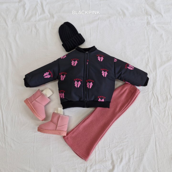 Black Pink - Korean Children Fashion - #minifashionista - Ribbon Padded Jumper - 9