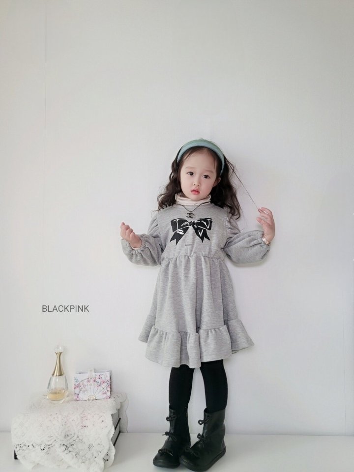 Black Pink - Korean Children Fashion - #minifashionista - Ribbon Fleece One-piece - 8