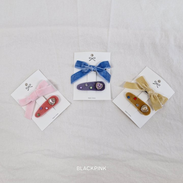 Black Pink - Korean Children Fashion - #prettylittlegirls - Velvet Ribbon Cubic Set