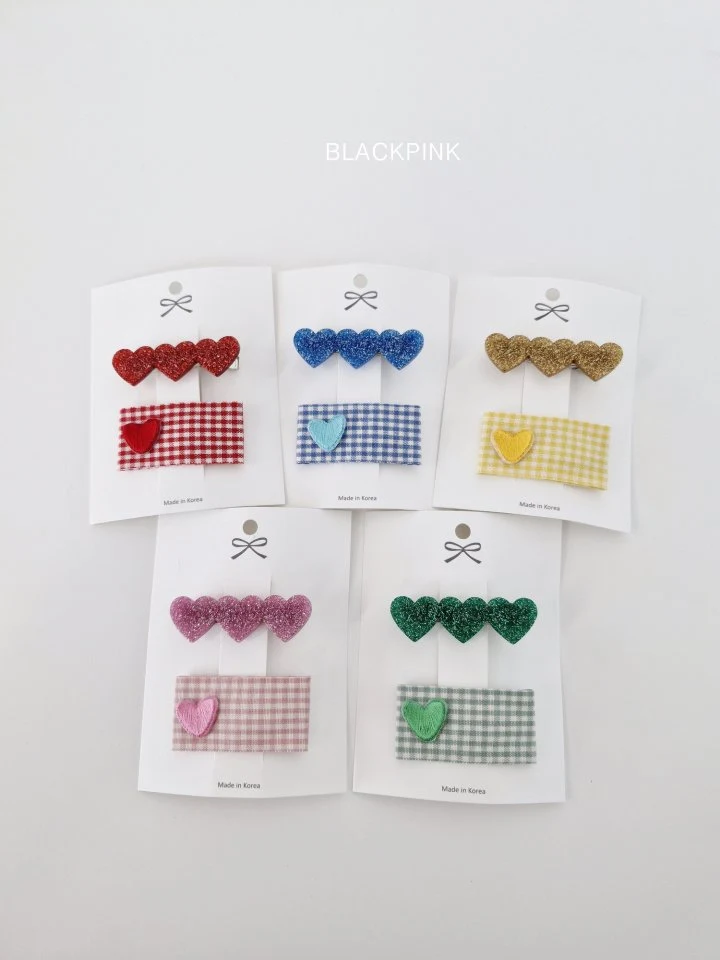 Black Pink - Korean Children Fashion - #stylishchildhood - Acrylic Heart Set - 8