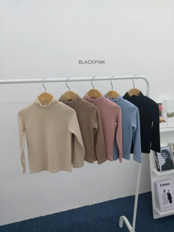 Black Pink - Korean Children Fashion - #stylishchildhood - Black Pink Rib Mockneck Tee - 2