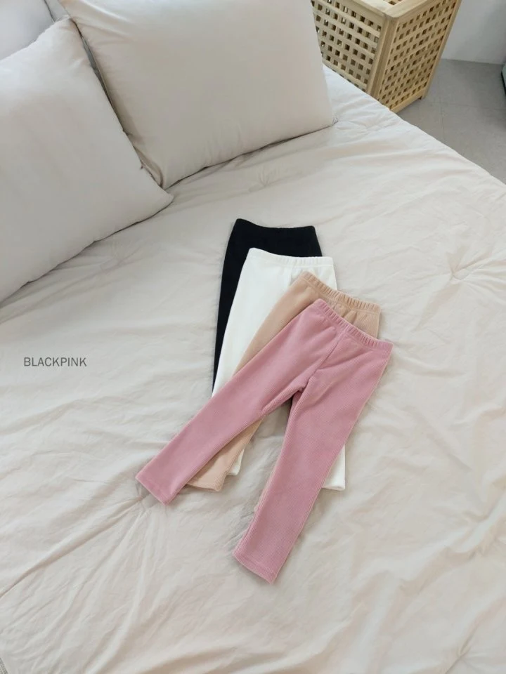 Black Pink - Korean Children Fashion - #todddlerfashion - Rib Cozy Leggings