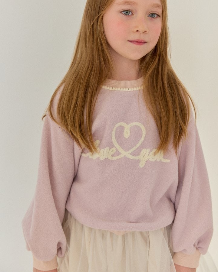 Bonaloi - Korean Children Fashion - #Kfashion4kids - Love Boucle Embroidery Sweatshirts - 11