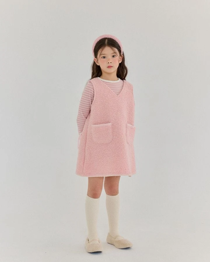 Bonaloi - Korean Children Fashion - #kidzfashiontrend - Snowflake Stitch One-piece - 4