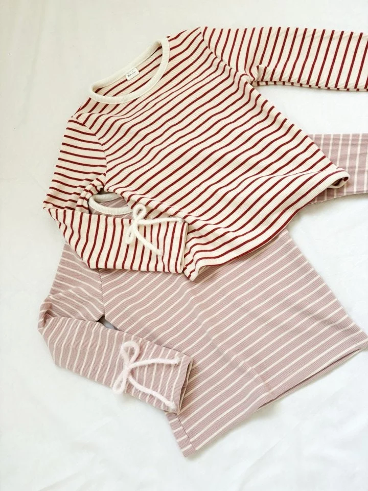 Bonaloi - Korean Children Fashion - #childofig - Stripe Peach Sweatshirts - 2