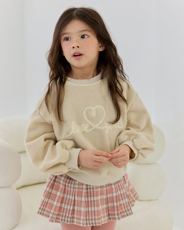 Bonaloi - Korean Children Fashion - #childofig - Love Boucle Embroidery Sweatshirts - 4