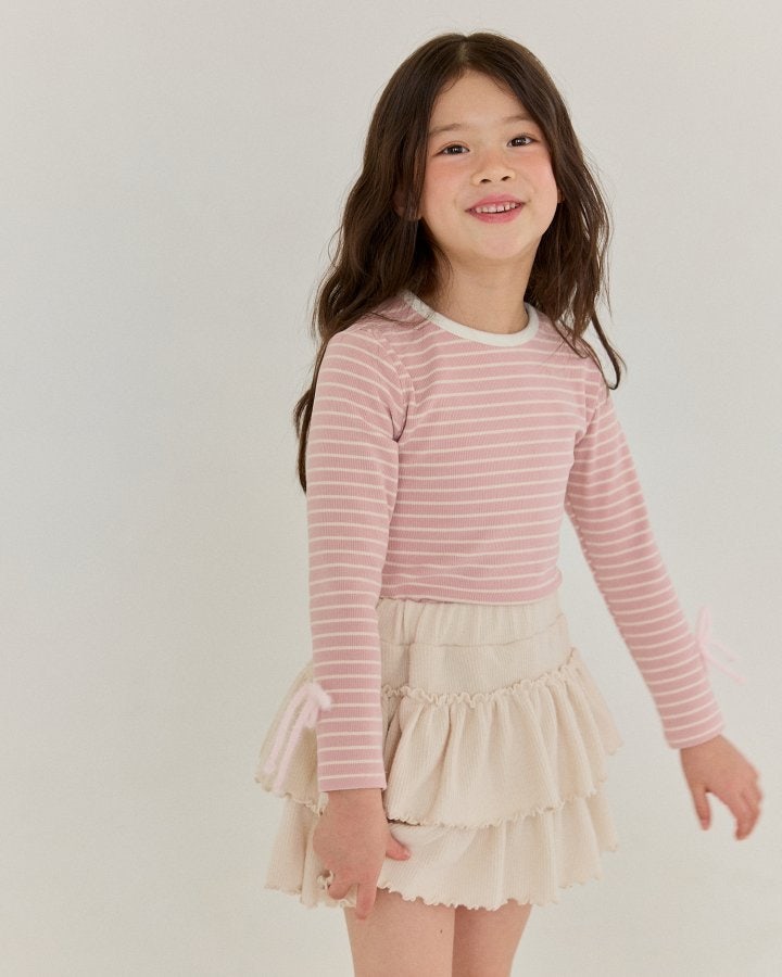 Bonaloi - Korean Children Fashion - #childrensboutique - Stripe Peach Sweatshirts - 3