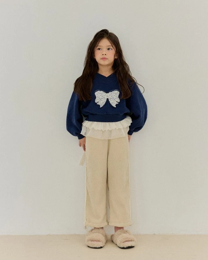 Bonaloi - Korean Children Fashion - #childrensboutique - Creamy Lace Jogger Pants - 8