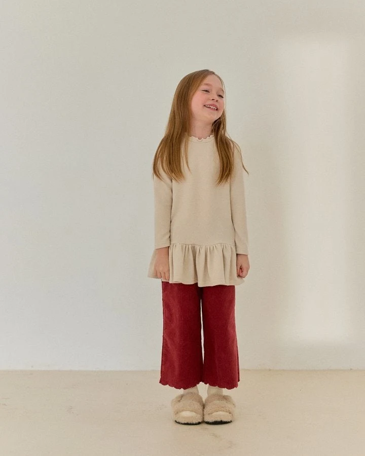 Bonaloi - Korean Children Fashion - #childofig - Corduroy Scallop Pants - 4