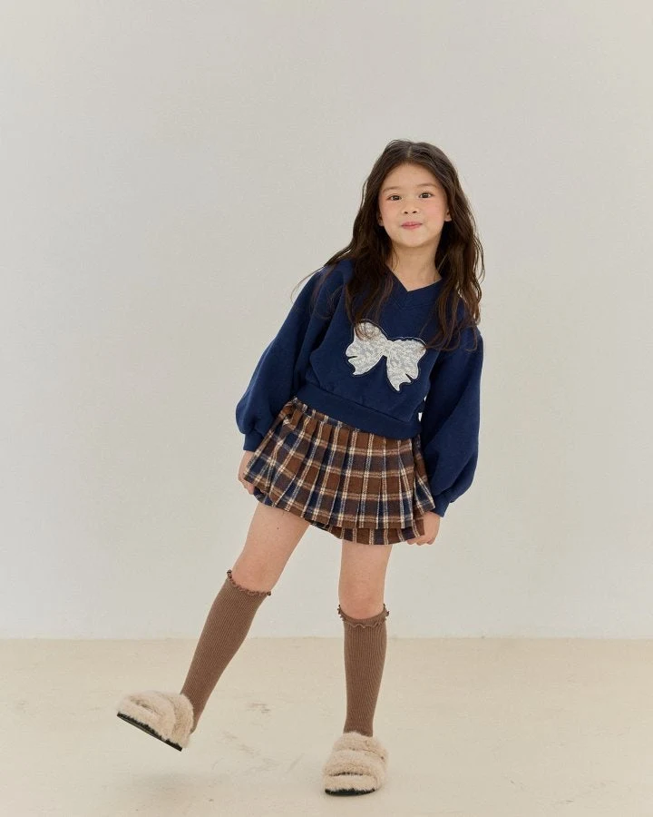 Bonaloi - Korean Children Fashion - #designkidswear - Check Pleated Hidden Pants - 8