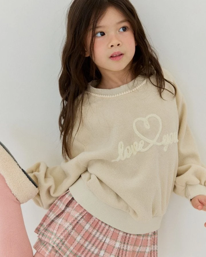 Bonaloi - Korean Children Fashion - #discoveringself - Love Boucle Embroidery Sweatshirts - 6