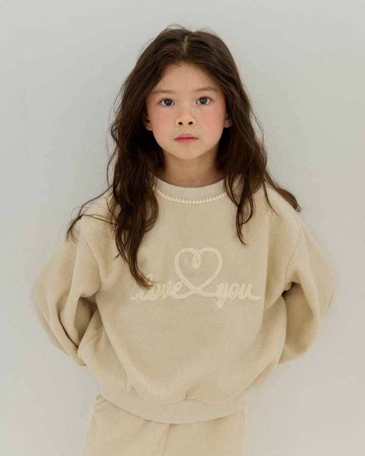 Bonaloi - Korean Children Fashion - #fashionkids - Love Boucle Embroidery Sweatshirts - 7