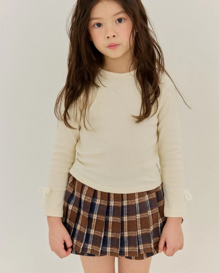 Bonaloi - Korean Children Fashion - #fashionkids - Check Pleated Hidden Pants - 10