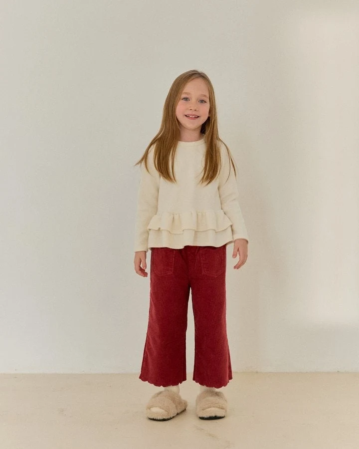 Bonaloi - Korean Children Fashion - #fashionkids - Corduroy Scallop Pants - 7