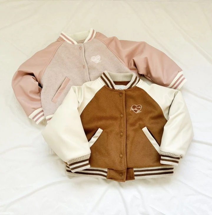 Bonaloi - Korean Children Fashion - #kidsshorts - Embroidered Varsity Jumper