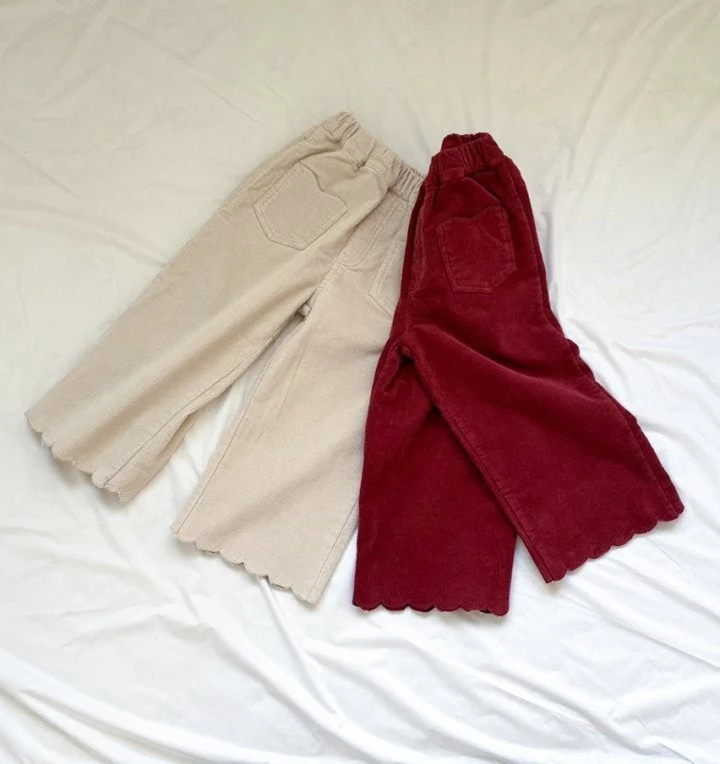 Bonaloi - Korean Children Fashion - #prettylittlegirls - Corduroy Scallop Pants