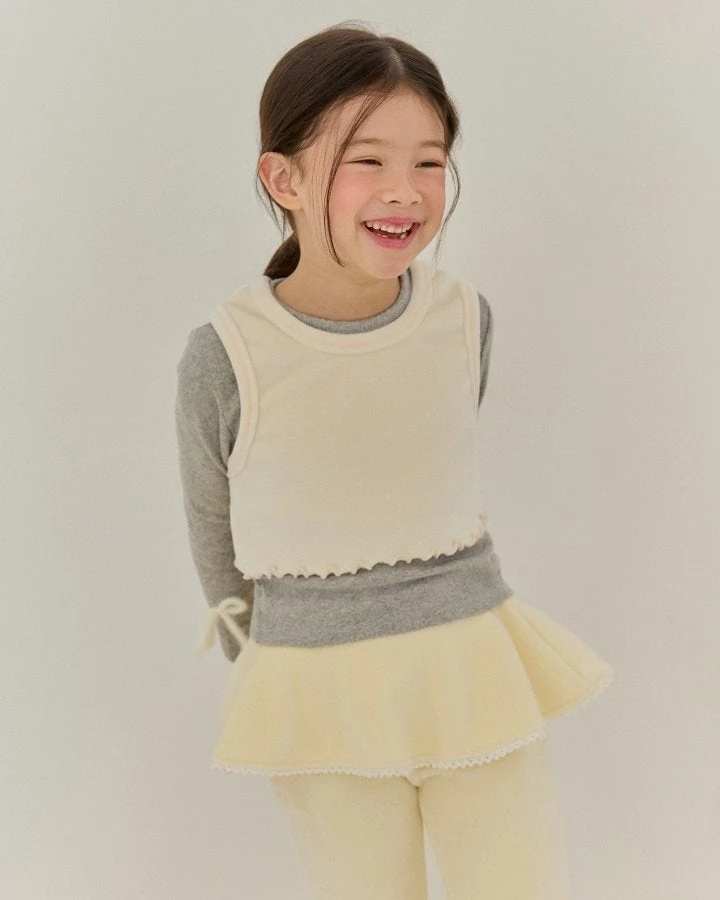 Bonaloi - Korean Children Fashion - #todddlerfashion - Peach Sleeve Ribbon Tee - 6