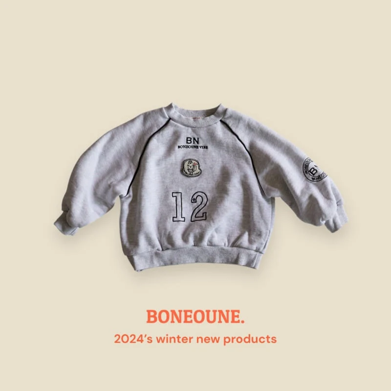 Boneoune - Korean Children Fashion - #Kfashion4kids - Wappen Embroidered Sweatshirt - 2