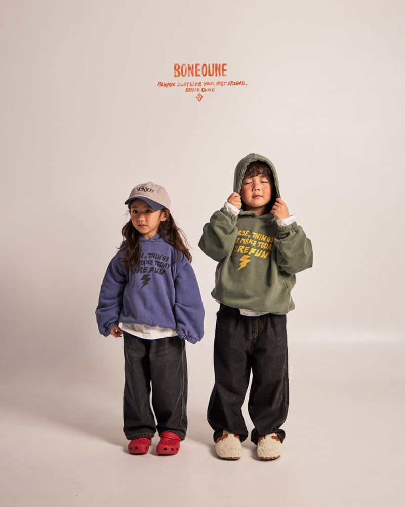 Boneoune - Korean Children Fashion - #childrensboutique - Lightning Pigment Hoodie - 11