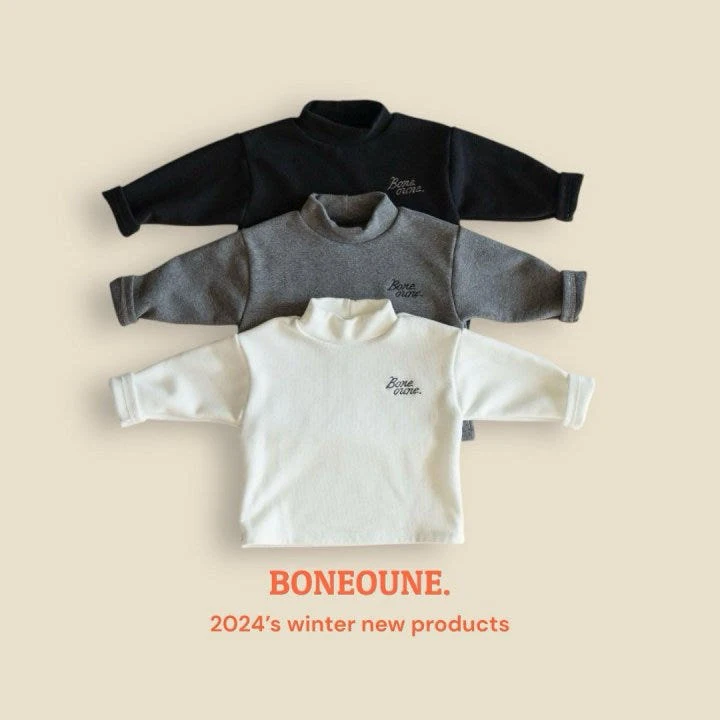 Boneoune - Korean Children Fashion - #childrensboutique - Tail Fleece Turtleneck Tee