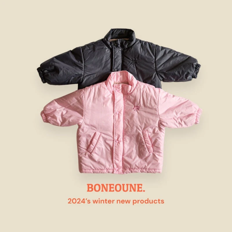 Boneoune - Korean Children Fashion - #designkidswear - Black Pink Padded Long Jumper