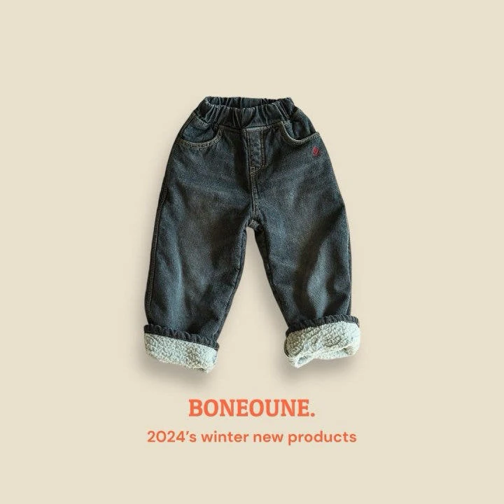 Boneoune - Korean Children Fashion - #designkidswear - Fleece Roll-up Jeans - 3