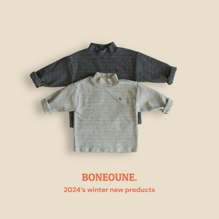 Boneoune - Korean Children Fashion - #designkidswear - Line Fleece Turtleneck Tee