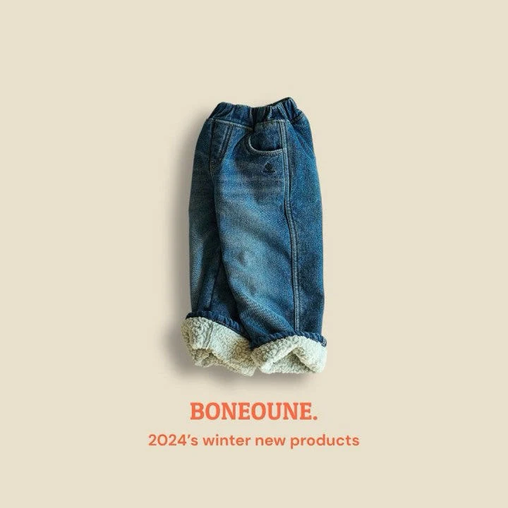 Boneoune - Korean Children Fashion - #designkidswear - Fleece Roll-up Jeans - 4