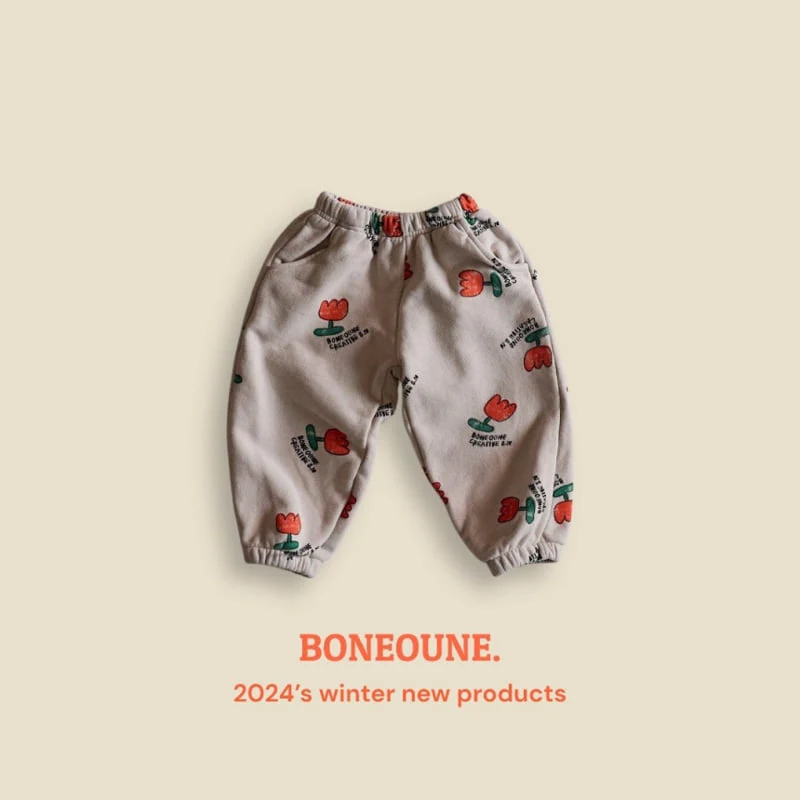 Boneoune - Korean Children Fashion - #magicofchildhood - Cree Flower Fleece Jogger Pants - 2