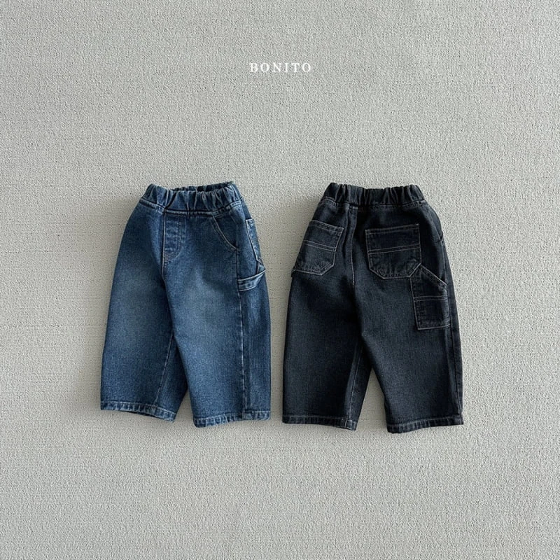 Bonito - Korean Baby Fashion - #babyboutique - Carpenter Fleece Denim Pants